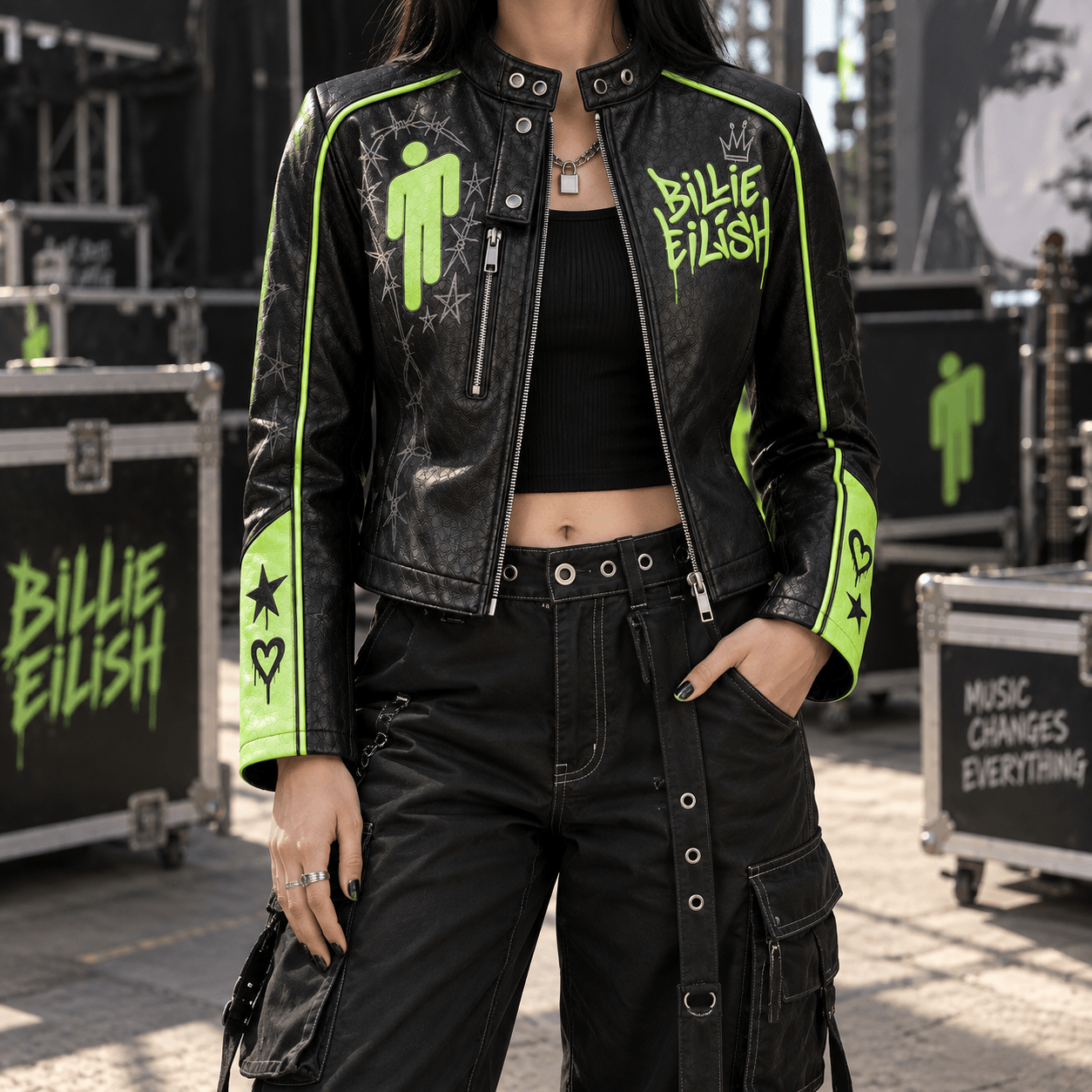 Premium BLE Cropped Leather Zipper Jacket PVNA