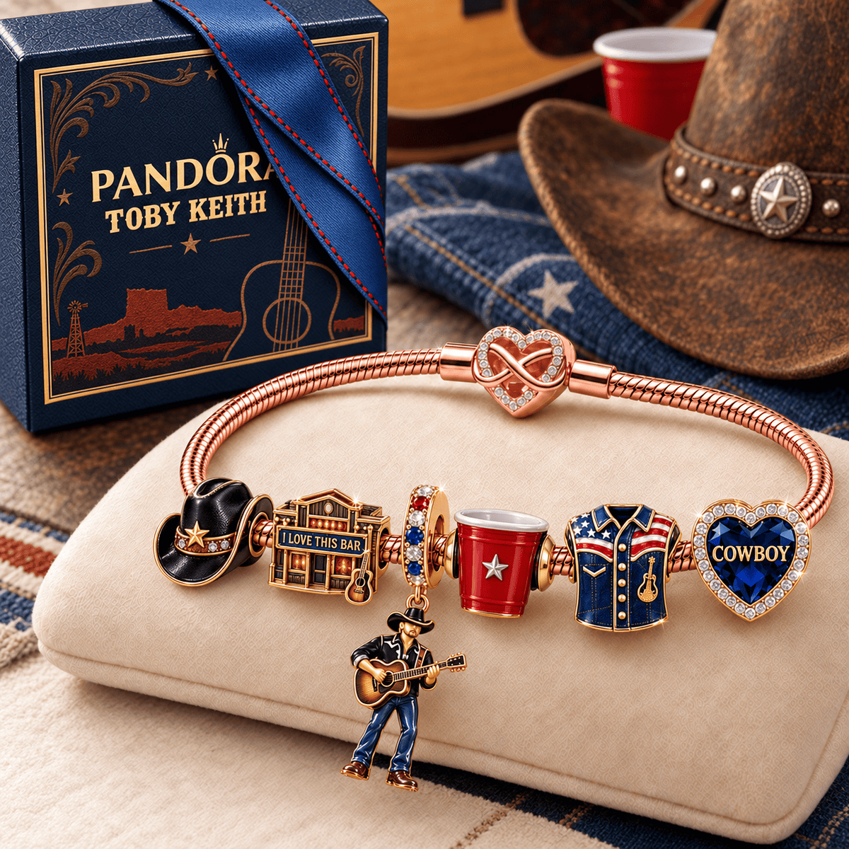 TBKH Rose Gold Charm Bracelet Set TTTT