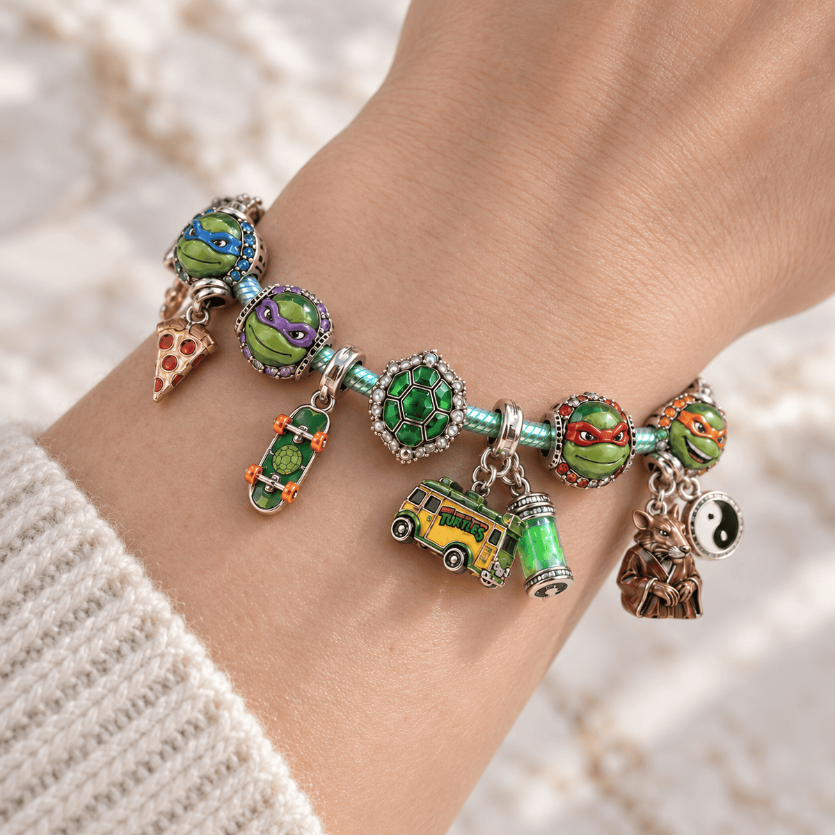 NJT Silver Charm Bracelet Set PTKL