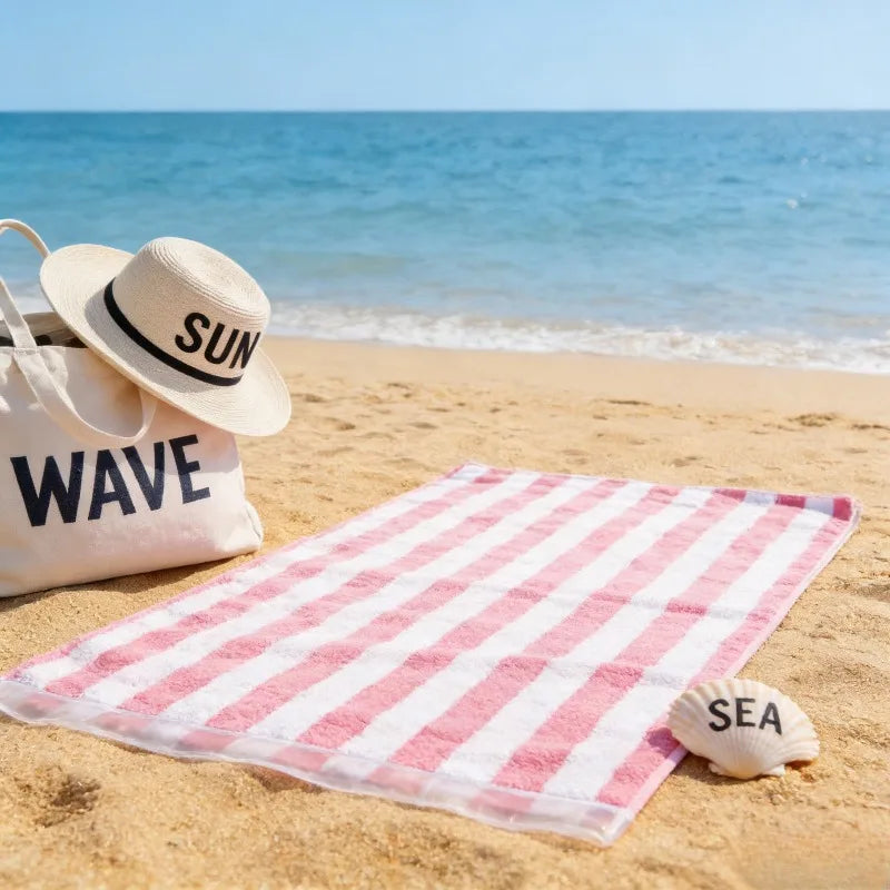 Microfiber Blue White Stripe Adult Sports Towel Beach Towel Absorbent Quick Dry Swim Bath Towel for Summer Beach Vacation Travel