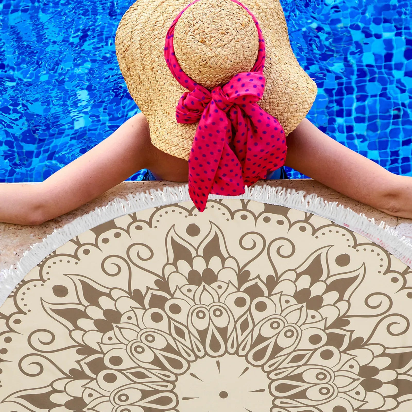Round Beach Towel Microfiber Bath Towels Quick Dry Water Absorption Pool Camping Travel Reusable Large Size Soft Outdoor
