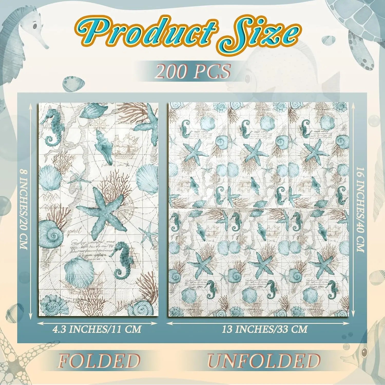 100 Pieces Summer Paper Hand Towels with Nautical Designs for Bathroom, Beach, and Party Use