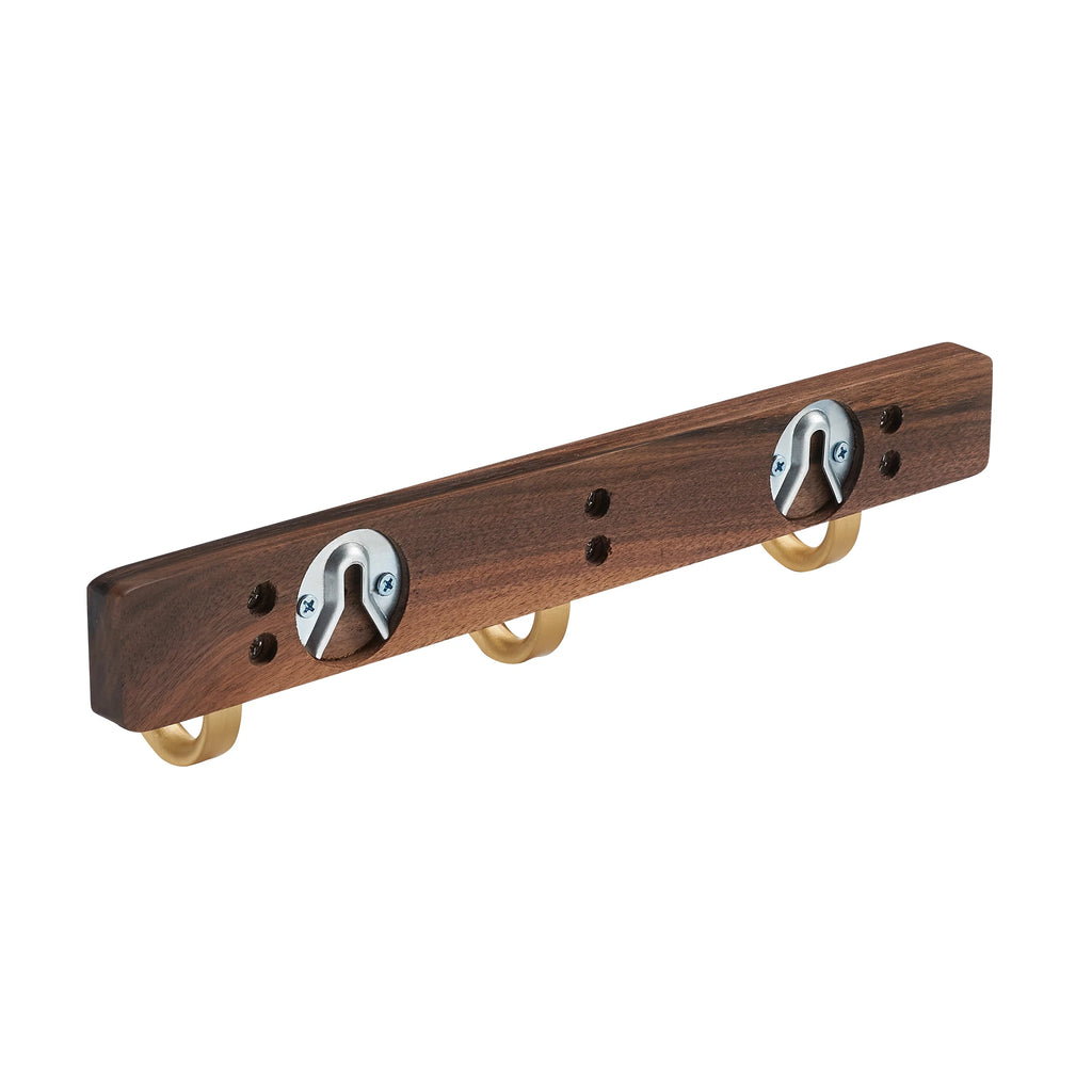 3-Hook Towel Rack Bathroom Towel Holder Wall Hanging Hooks Wooden Wall Clothes Hanger Bathrobe Walnut Metal Wall Coat Hook